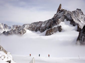 What treasures lie buried here? Three climbers traversed part of the Mont Blanc massif earlier this month. Jean-Pierre Clatot /AFP/Getty Images