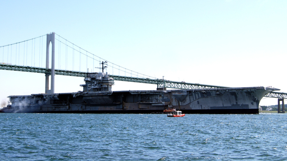 The decommissioned aircraft carrier USS Forrestal departs Newport, R.I., for a three-day cruise to Philadelphia in 2010. MCCS Melissa F. Weatherspoon/U.S. Navy