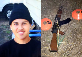 This combination of photos provided by the family via The Press Democrat and the Sonoma County Sheriff's Department shows an undated photo of 13-year-old Andy Lopez and the replica assault rifle he was holding when he was shot and killed by two Sonoma County deputies in Santa Rosa, Calif. on Tuesday. AP
