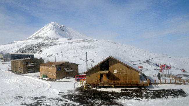 The Chalet (right) is the U.S. Antarctic Program's administrations and operations center at McMurdo Station. Reed Scherer/National Science Foundation