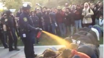 Nov. 18, 2011: Occupy protesters get sprayed at University of California Davis. YouTube