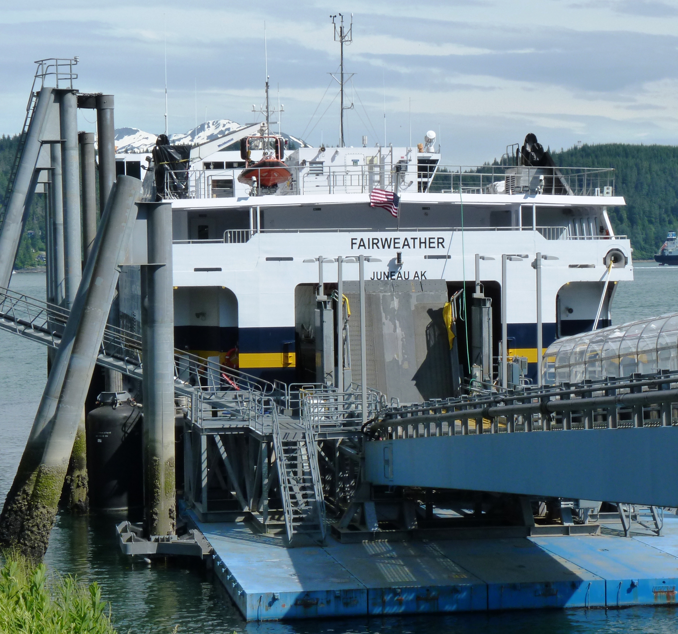 Fast ferry Fairweather docked in Auke Bay. (Photo by Ed Schoenfeld/CoastAlaska News)