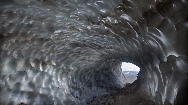 A cave called Snow Dragon, in a glacier on the western face of Mount Hood, is part of a system of passages explored in the past two years. Brent McGregor 