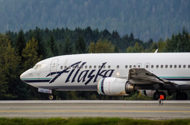 Alaska Airlines jet at the Juneau International Airport