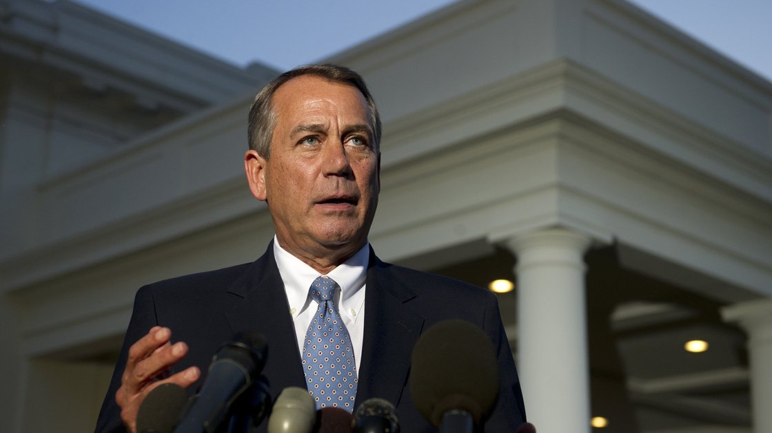 House Speaker John Boehner speaks to the media after a meeting with President Obama at the White House on Wednesday. Saul Loeb/AFP/Getty Images