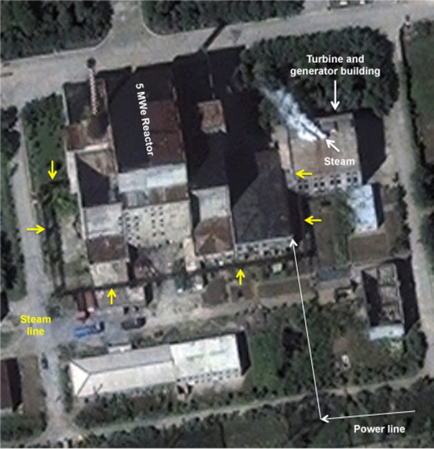 An Aug. 31 image from DigitalGlobe shows the 5-megawatt reactor at North Korea's Yongbyon facility. South Korean officials say they have confirmed that the nuclear reactor has been restarted. DigitalGlobe/ScapeWare3d/via Getty Images
