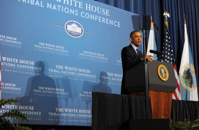 President Obama addresses the 2013 White House Tribal Nations Conference (Photo courtesy of the Department of the Interior)
