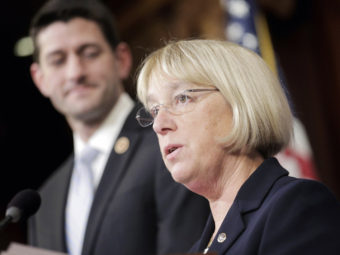 Senate Budget Committee Chairman Patty Murray, D-Wash., and House Budget Committee Chairman Paul Ryan, R-Wis., crafted the budget deal. T.J. Kirkpatrick/Getty Images