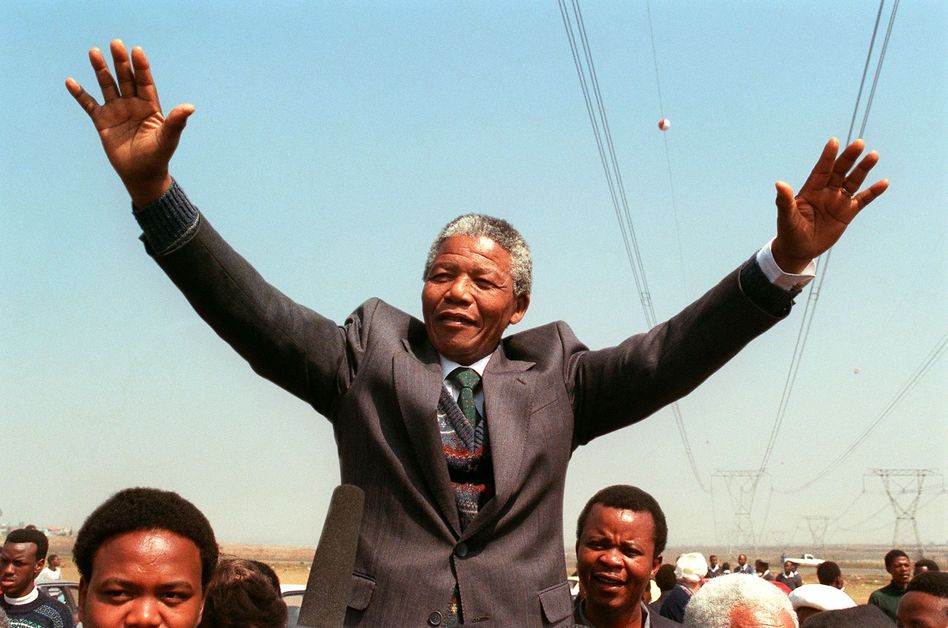 South African National Congress President Nelson Mandela addresses in 1990. Trevor Samson /AFP/Getty Images