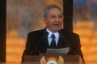 Cuba's President Raúl Castro speaks during the memorial service of former South African president Nelson Mandela. Alexander Joe /AFP/Getty Images
