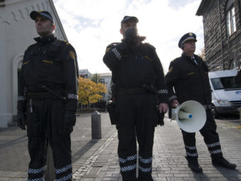 Police officers in Reykjavik, Iceland, are rarely armed. Halldor Kolbeins/AFP/Getty Images