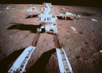 China's first lunar rover separates from Chang'e-3 moon lander early Dec. 15, 2013. This picture was taken from the screen of the Beijing Aerospace Control Center in Beijing, capital of China. Li Xin /Xinhua /Landov