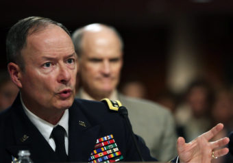 U.S. Army Gen. Keith Alexander, commander of the U.S. Cyber Command, director of the National Security Agency (NSA), testifies during a Senate Appropriations Committee hearing on Capitol Hill, in June. Mark Wilson/Getty Images