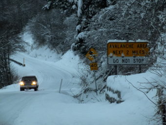 Thane Road avalanche sign
