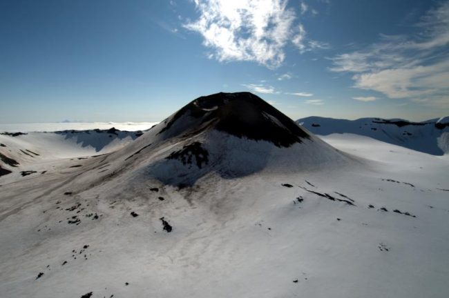 The central cone in Akutan Caldera. (Photo courtesy of Cyrus Read, USGS)