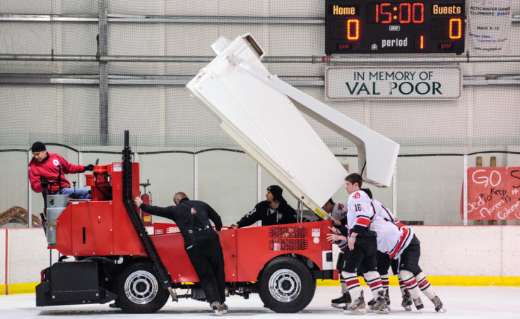 The season finale encountered a delay when one of the arena’s zamboni’s had mechanical failure. The back up arrived and was put into service.