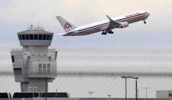 An American Airlines Boeing 767 takes off from Miami International Airport. Wilfredo Lee/AP