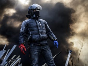 Even as word was emerging about a possible end to the crisis, anti-government protesters remained in Kiev's Independence Square early on Friday. (Bulent Kilic /AFP/Getty Images)