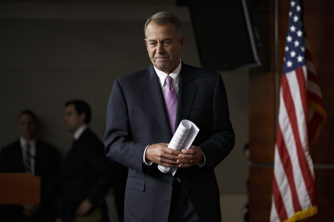 House Speaker John Boehner of Ohio arrives for a news conference on Capitol Hill in Washington, on Thursday. J. Scott Applewhite/AP