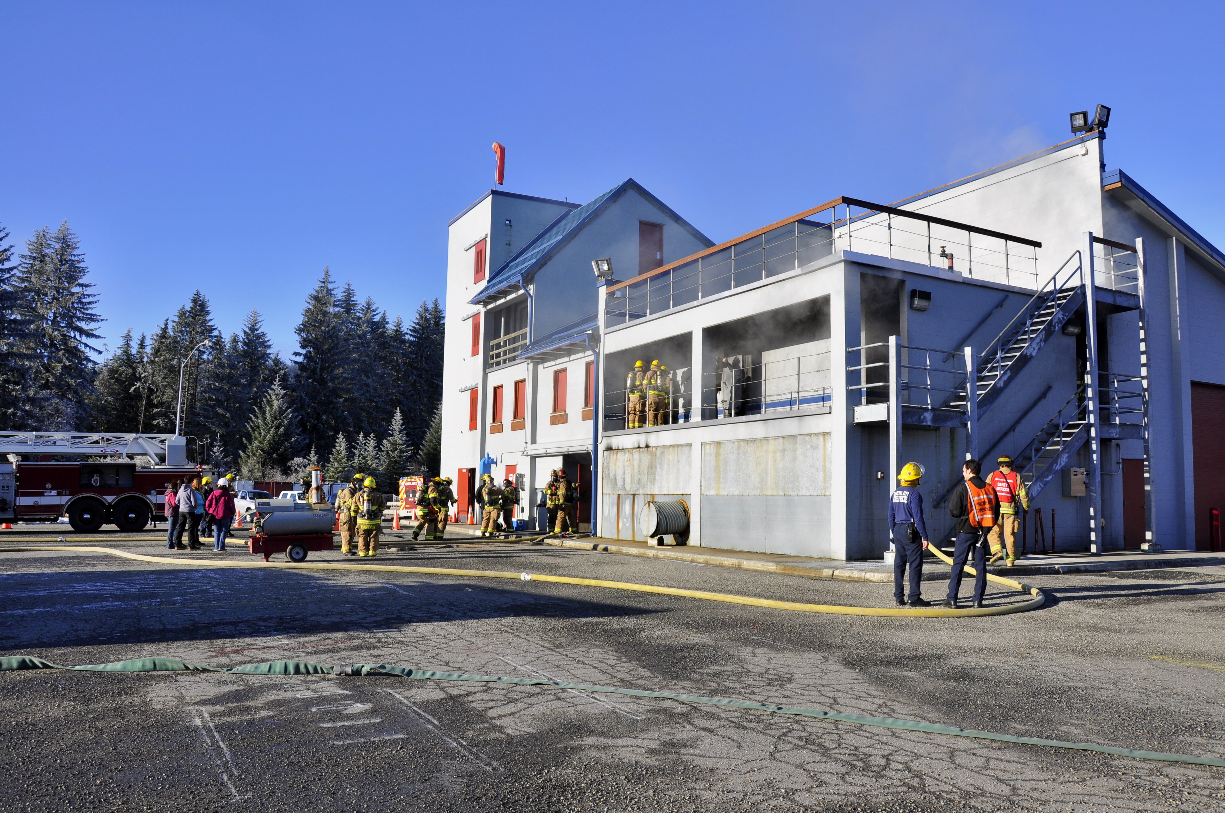 Participants complete search and rescue and fire attack training at Hagevig Fire Training Center on Saturday, Feb. 1. Photo by Annie Bartholomew/KTOO
