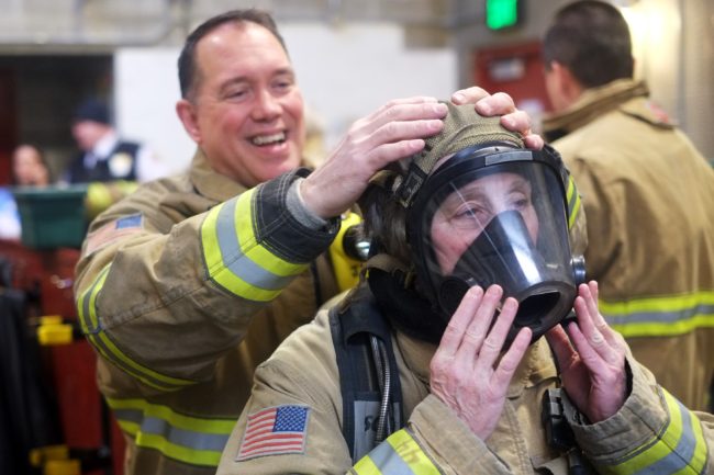 Firefighter Joe Mishler & Assembly member Kate Troll