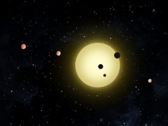 This artist rendering provided by NASA, shows Kepler-11, a sunlike star around which six planets orbit. AP