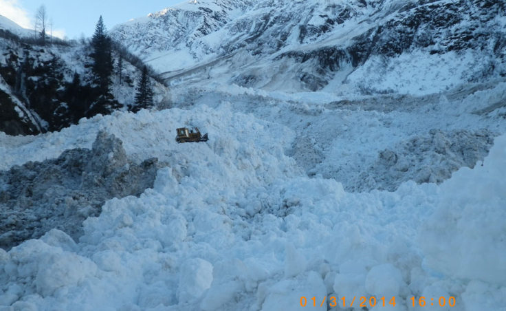 Keystone Canyonn avalanche cleanup. (Photo courtesy of the Alaska Department of Transportation)