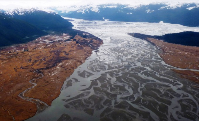 The Stikine River empties into the ocean near Wrangell. Mines and energy projects proposed for upstream sites in Canada are worrying some fishermen and tribal leaders. (Ed Schoenfeld/CoastAlaska News)