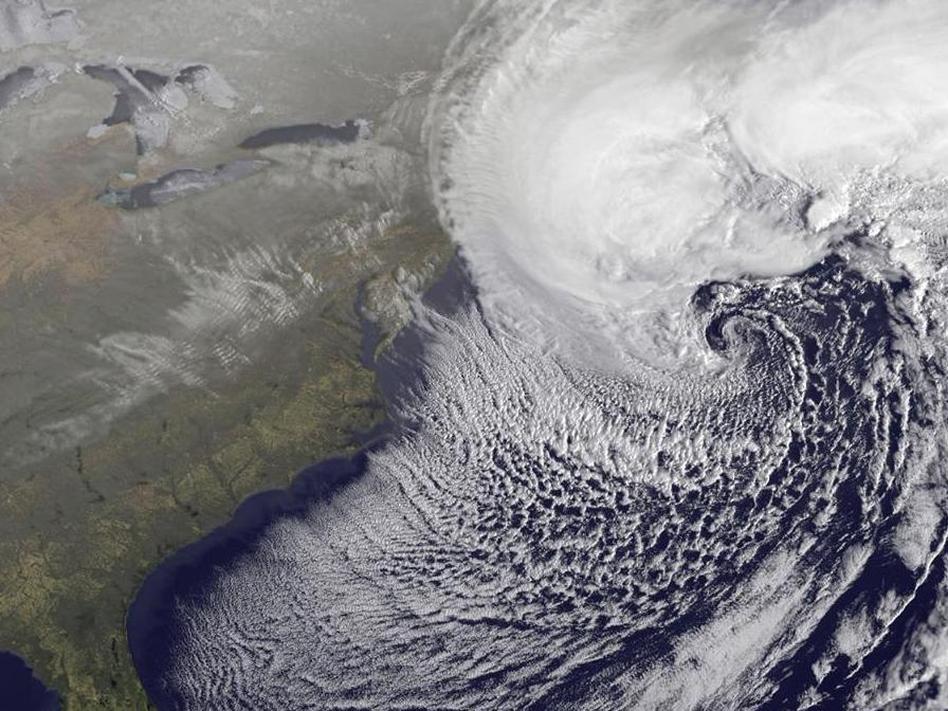 A NOAA satellite image of the storm off the coast of New England. NOAA