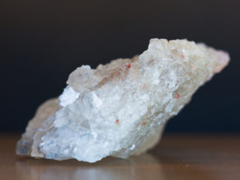 A hunk of salt from the underground nuclear waste dump in Carlsbad, New Mexico. A piece of salt is believed to have fallen from a cavern ceiling and crushed drums of waste. Meg Vogel/NPR