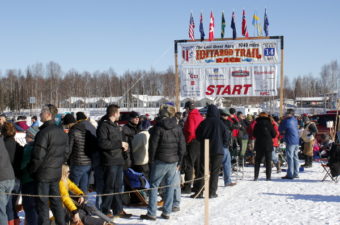 Spectators await the start of the 2014 Iditarod in Willow. Photo by Josh Edge, APRN – Anchorage.