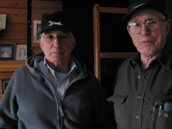 Bob Allen (right) was on a fishing boat south of Kodak Island during Alaska’s 1964 earthquake. While Allen’s brother Jack (left) was a State Trooper in Anchorage. (Photo by Emily Forman/KCAW)