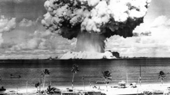 The second atomic bomb test at Bikini Atoll on July 25, 1946. The Marshall Islands, where Bikini is located, is suing the U.S. for what it calls a violation of the Nuclear Non-Proliferation Treaty. (Anonymous/AP)
