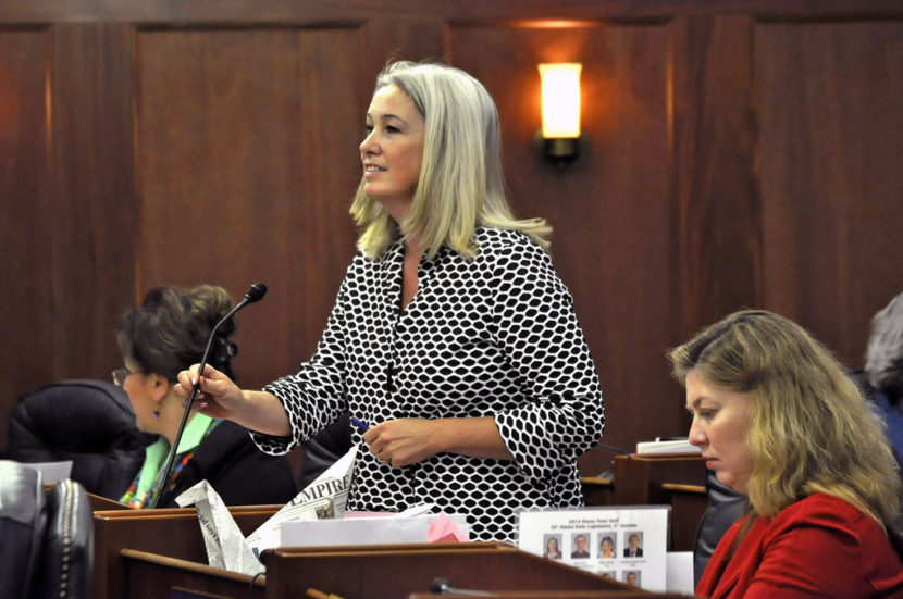 Rep. Cathy Munoz addresses the Alaska House of Representatives, Feb. 14, 2014. (Photo by Skip Gray/Gavel Alaska)