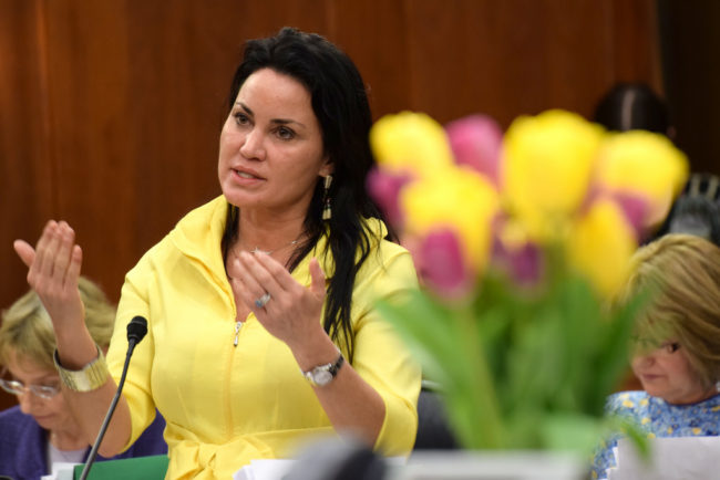 Sen. Lesil McGuire addresses the Alaska Senate, April 20, 2014. (Photo by Skip Gray/Gavel Alaska)