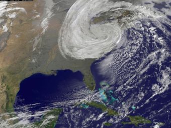 A satellite image provided by NASA shows Superstorm Sandy on Oct. 30, 2012. NASA/Getty Images