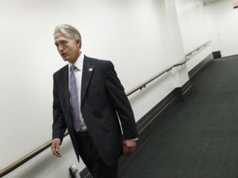 South Carolina GOP Rep. Trey Gowdy leaves a closed-door Republican strategy meeting at the Capitol on Wednesday. Gowdy has been tapped to lead the new Benghazi investigative committee. J. Scott Applewhite/AP