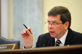 Sen. Mark Begich, chairman of the Senate Commerce, Science and Transportation Subcommittee on Oceans, Atmosphere, Fisheries and the Coast Guard, speaks during the testimony of U.S. Coast Guard Adm. Robert J. Papp Jr., commandant of the Coast Guard, at a hearing in Washington, D.C, April 23, 2013. Papp discussed the Coast Guard fiscal year 2014 budget. (Photo by Petty Officer 2nd Class Patrick Kelley)