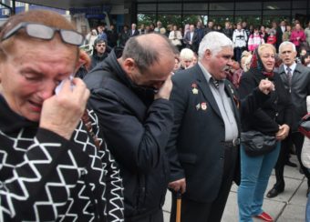 People in Odessa mourned during Monday's funeral ceremony of Vyacheslav Markin, deputy of Odessa's regional council and a leader of the pro-Russian opposition, who died in clashes Friday in the southern Ukrainian city. Anatolii Stepanov/AFP/Getty Images