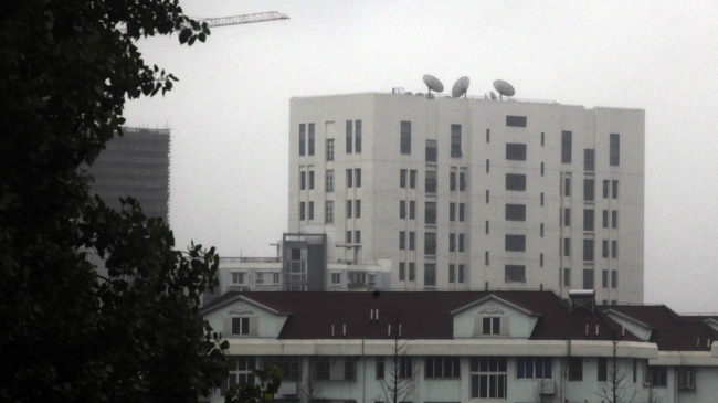 The building housing China's Unit 61398, a division of the army linked to hacking operations, is seen in Shanghai last year. The U.S. says the group worked to steal trade secrets from American companies. AP