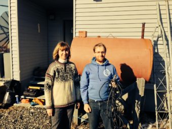 Natalia Ruppert and Christopher Bruton of the Alaska Earthquake Center in Kotzebue, where they traveled in response to recent earthquakes greater than magnitude 5 that occurred near the village of Noatak. (Photo courtesy of Natalia Ruppert)