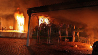 Sept. 11: The U.S. consulate in Benghazi, Libya, was aflame after coming under attack. AFP/Getty Images