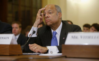 Homeland Security Secretary Jeh Johnson listens while testifying on Capitol Hill in Washington, on Tuesday. Charles Dharapak/AP