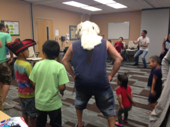 The Tlingit and Haida Dancers of Anchorage practice for Celebration. (Photo by Joaqlin Estus/KNBA)