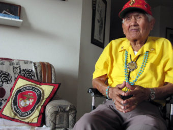 Chester Nez, one of 29 Navajo Code Talkers whose language skills thwarted the Japanese military in World War II, is shown in a November 2009 photo. Nez died on Wednesday. Felicia Fonseca/AP