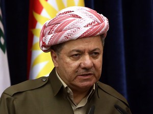 At a news conference last month, Iraqi Kurdish leader Massoud Barzani said there was no going back on autonomous Kurdish rule in the oil center of Kirkuk. Safin Hamed/AFP/Getty Images
