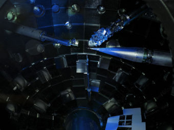 Physicists put diamonds at the center of this massive laser, to see what would happen. Matt Swisher/Matt Swisher/LLNL
