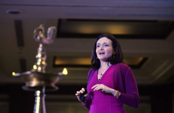 Facebook chief operating officer Sheryl Sandberg addresses an interactive session organized by the women's wing of the Federation of Indian Chambers of Commerce and Industry (FICCI) in New Delhi on Wednesday. Chandan Khanna /AFP/Getty Images