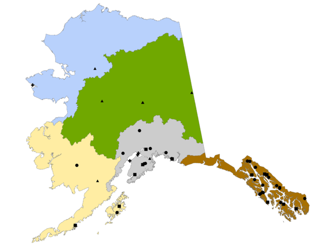 A map showing all of the hydrokinetic and hydropower projects in Alaska (Map courtesy National Oceanic and Atmospheric Administration, Alaska).