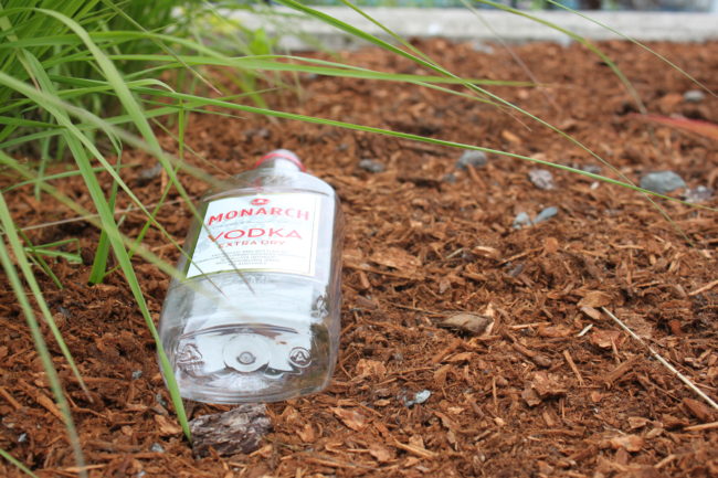 It's not unusual to find empty alcohol bottles and cans littering parts of downtown. (Photo by Lisa Phu/KTOO)
